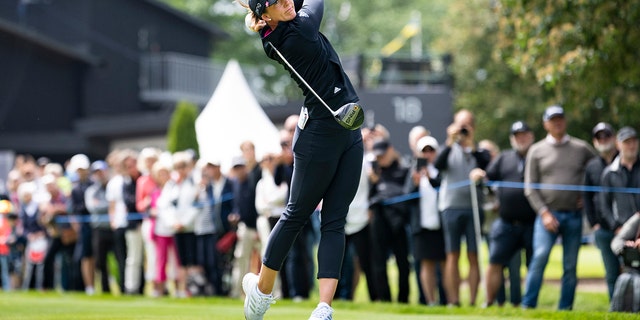 Linn Grant of Sweden hits from the first tee during the final round of the Scandinavian Mixed at Halmstad Golf Club, Sweden, Sunday June 12, 2022. 