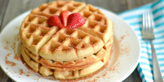 Make waffles with a twist with this churro waffle recipe. The dish can be made for breakfast or dessert.