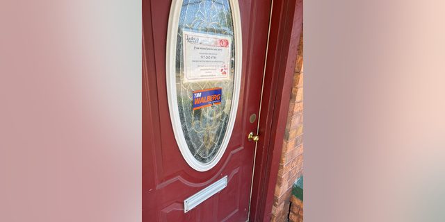 Broken glass marks the front door to the shared office of Jackson Right to Life and Rep. Tim Walberg's campaign that appeared to be vandalized by Jane's Revenge.