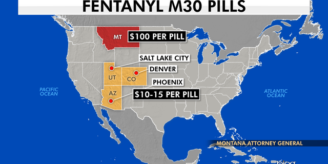 According to Montana Attorney General Austin Knudsen, the selling price for an M30 fentanyl pill in Montana is nearly six times the selling price of the same pill in other cities across the country. 