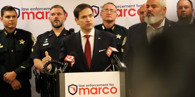 Florida Republican Senator Marco Rubio is endorsed by the Florida State Fraternal Order of Police on June 17, 2022 in Orlando, Florida
