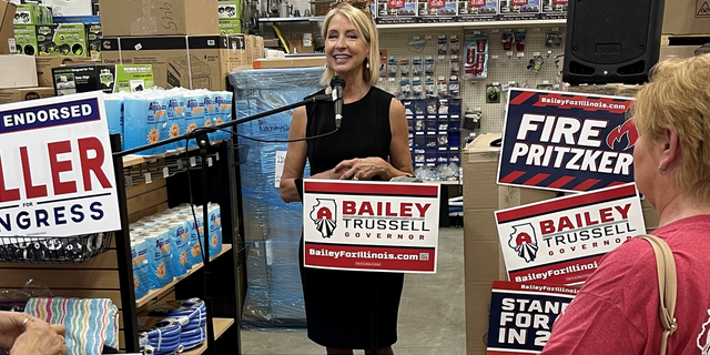 GOP Rep. Mary Miller of Illinois campaigns at Countryside Campers in Pana, Illinois on June 13, 2022