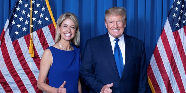 GOP Rep. Mary Miller of Illinois with former President Donald Trump at his Mar-a-Lago resort in Palm Beach, Florida in April 2022