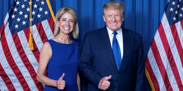 GOP Rep. Mary Miller of Illinois with former President Donald Trump at his Mar-a-Lago resort in Palm Beach, Florida in April 2022