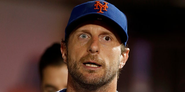 Max Scherzer of the New York Mets after leaving a game against the St. Louis Cardinals at Citi Field May 18, 2022, in New York City. 