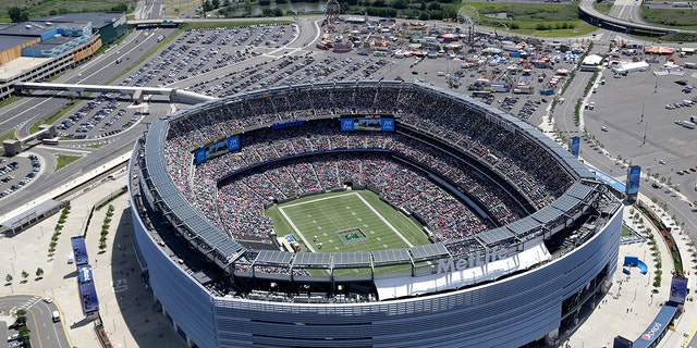 An aerial view of MetLife Stadium in East Rutherford, N.J., June 20, 2014. 