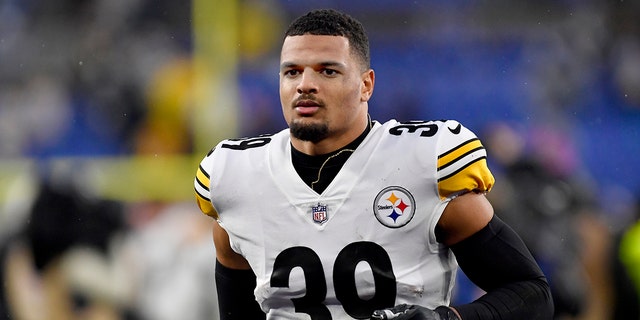 Pittsburgh safety Minkah Fitzpatrick walks off the field during the Pittsburgh Steelers' game against the Baltimore Ravens Jan. 9, 2022, in Baltimore.