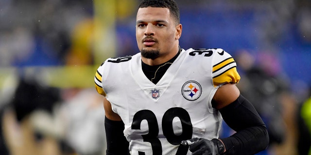 Pittsburgh safety Minkah Fitzpatrick walks off the field during the Pittsburgh Steelers' game against the Baltimore Ravens Jan. 9, 2022, in Baltimore.