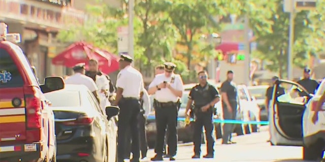 The crime scene in the Brownsville neighborhood of Brooklyn. 