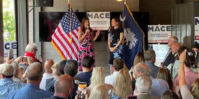 Former ambassador to the United Nations and South Carolina Gov. Nikki Haley headlines a campaign event for Republican Rep. Nancy Mace in Summerville, South Carolina on June 12, 2022
