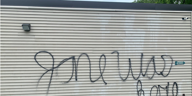 The office building of a pro-life maternity center in Buffalo, New York, the target of an arson attack, was spray painted with the message "John was here."