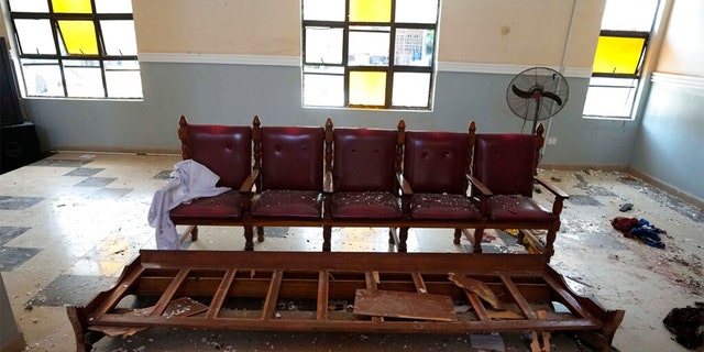 A view of the St. Francis Catholic Church in Owo, Nigeria, Monday, June 6, 2022, a day after an attack targeted worshipers. 