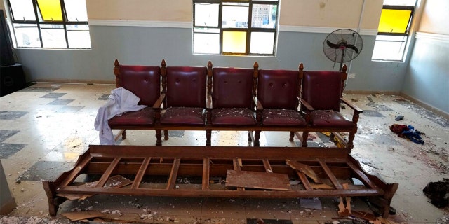 A view of the St. Francis Catholic Church in Owo, Nigeria, Monday, June 6, 2022, a day after an attack targeted worshipers. 