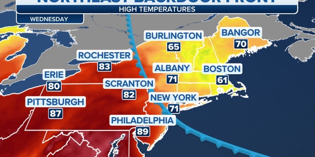 Northeast temperatures dropping