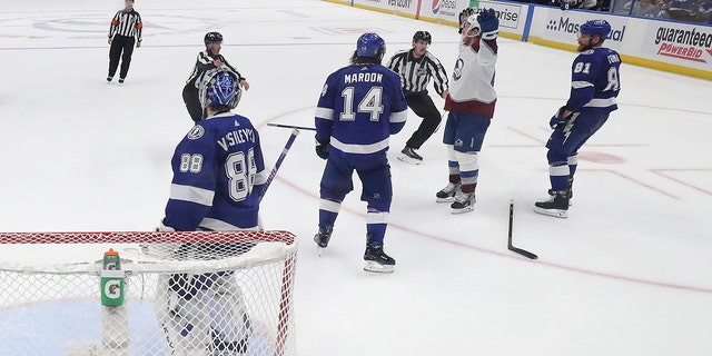 Tampa Bay Lightning's Pat Maroon # 14 will play Tampa Bay Lightning in Game 6 of the 2022 NHL Stanley Cup Final at Amalie Arena on June 26, 2022 in Tampa, Florida, after playing Tampa Bay Lightning in the second period of the game. React.