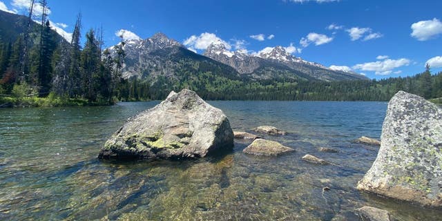 Picture from Heather Mycoskie's phone of Taggart Lake in Grand Teton National Park