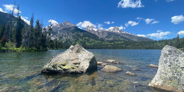 Picture from Heather Mycoskie's phone of Taggart Lake in Grand Teton National Park