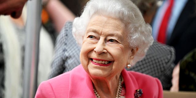 Queen Elizabeth II is given a tour during a visit to The Chelsea Flower Show 2022 on May 23, 2022, in London, England.