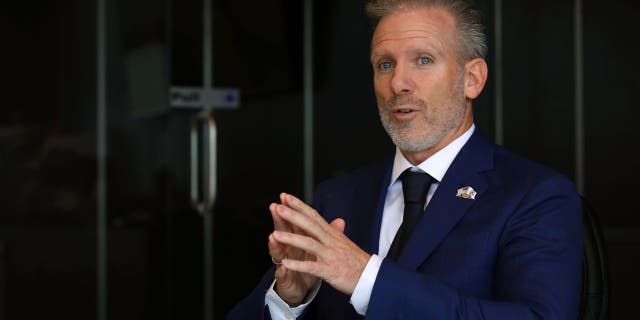 Gary Rabine, a Republican candidate for Illinois governor, on March 30, 2021, in Schaumburg, Illinois.
