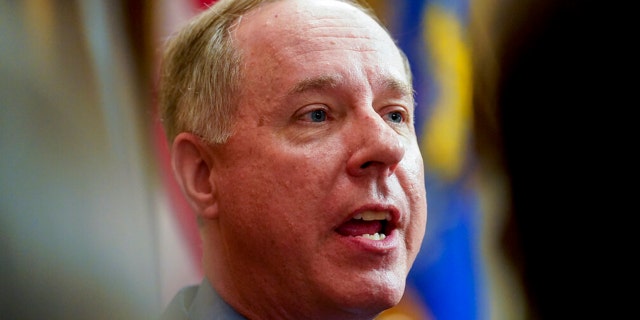 FILE: Wisconsin Assembly Speaker Robin Vos talks to the media after Gov. Tony Evers addressed a joint session of the Legislature in the Assembly chambers during the governor's State of the State speech at the state Capitol Tuesday, Feb. 15, 2022, in Madison, Wis. 