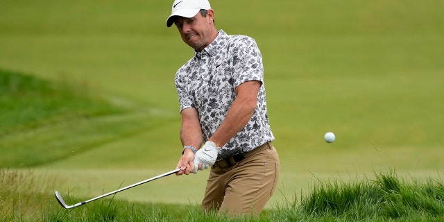 Rory McIlroy hits on the fifth hole at the U.S. Open at The Country Club, Thursday, June 16, 2022, in Brookline, Massachusetts.