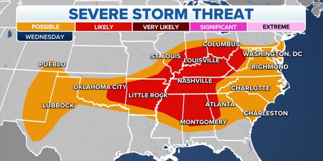 Severe storm threats in the eastern U.S.