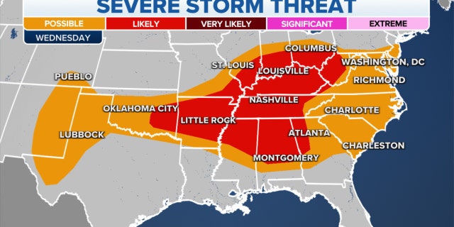 Severe storm threats in the eastern U.S.