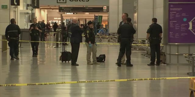 Police at San Francisco International Airport were seen after a man injured three people in an attack with an 