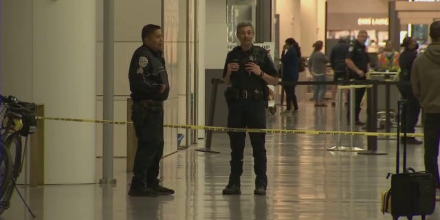 Police at San Francisco International Airport were seen after a man injured three people in an attack with an "edged weapon" Friday, June 17, 2022, officials said.