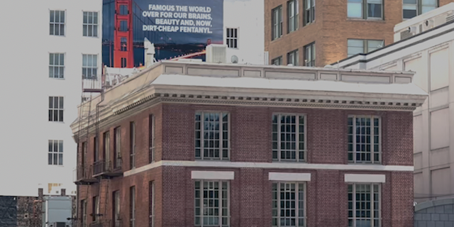 Billboard highlighting San Francisco's cheap fentanyl paid for by Mothers Against Drug Deaths. (Fox News Digital/Jon Michael Raasch)