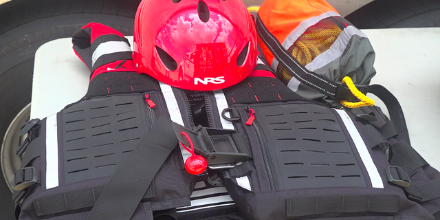 Fire Chief Michael Kimble says the swift-water vests hold up stronger than your standard life jacket.