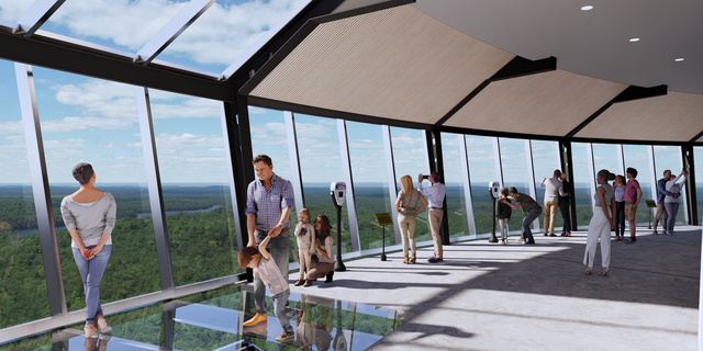 The 1,776-foot tall flagpole at the proposed Flagpole of Freedom Park will include an observation deck offering 360-degree views of the Atlantic Ocean and New England forests.