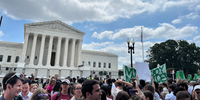 Activists flocked to the Supreme Court following the overturn of Roe v. Wade on Friday June 24, 2022. (Fox News Digital/Lisa Bennatan)