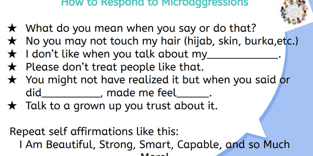 The Oregon school located in the Beaverton instructed children on how to respond when they are microaggressed.