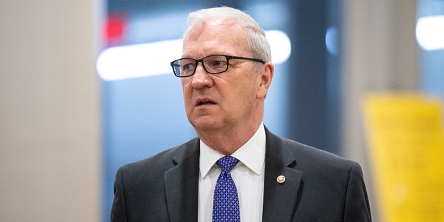 Sen. Kevin Cramer, R-N.D., walks through the Senate subway in the Capitol on Wednesday, May 4, 2022.