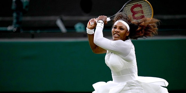 Serena Williams in action against Aliaksandra Sasnovich at Wimbledon on June 29, 2021.