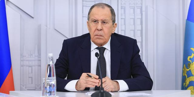 Russian Foreign Minister Sergey Lavrov speaks at a press conference in Moscow, Russia, Monday, June 6, 2022.