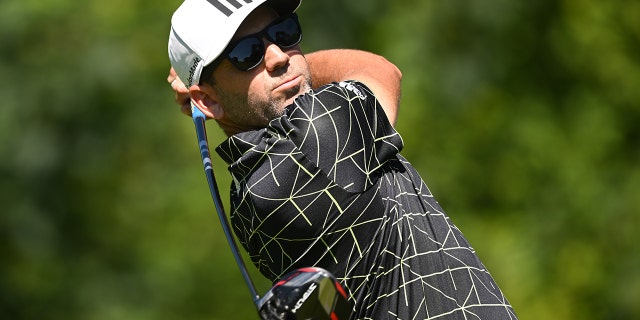 Sergio Garcia plays a tee shot during the BMW International Open at Golfclub Munchen Eichenried on June 26, 2022, in Munich, Germany.