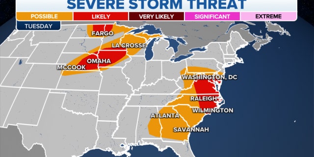 Storms threaten the eastern U.S.