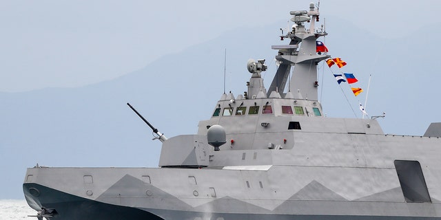 Taiwanese naval officers on a military vessel during a Readiness Enhancement Drill, amid escalating Taiwan-China tensions, in Taiwan, January 2022.