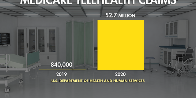 Telehealth claims jumped drastically from 2019 to 2020.