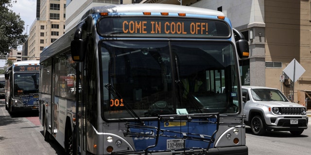 Austin CapMetro busses offer free rides allowing passengers a space to cool off as extreme heat hits Texas, in Austin, Texas, U.S., June 17, 2022. 