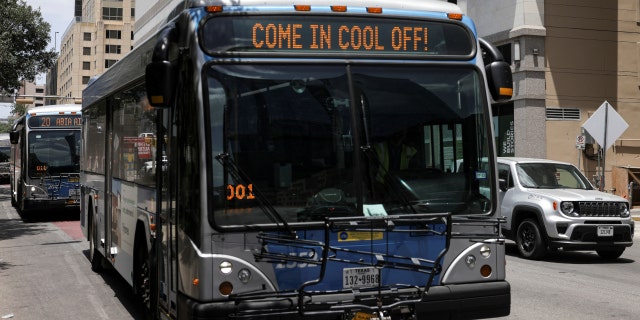 Austin CapMetro busses offer free rides allowing passengers a space to cool off as extreme heat hits Texas, in Austin, Texas, U.S., June 17, 2022. 