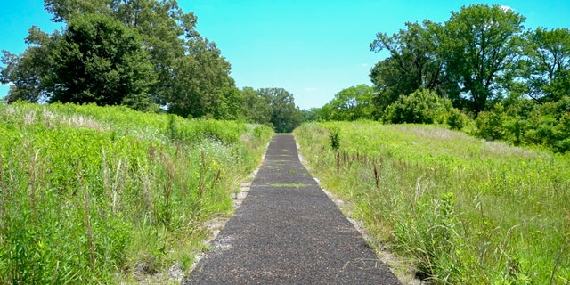 The new walking and biking trail made out of discarded and recycled tires at T.O. Fuller State Park in Memphis, Tenn. (Tennessee State Parks)