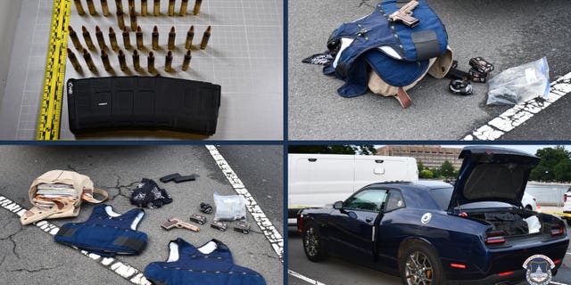The United States Capitol Police Department arrested a man on Friday morning, June 3, 2022, carrying high-capacity magazines, a BB pistol, body armor and a fake police badge outside the west side of the Capitol. (United States Capitol Police/Twitter)