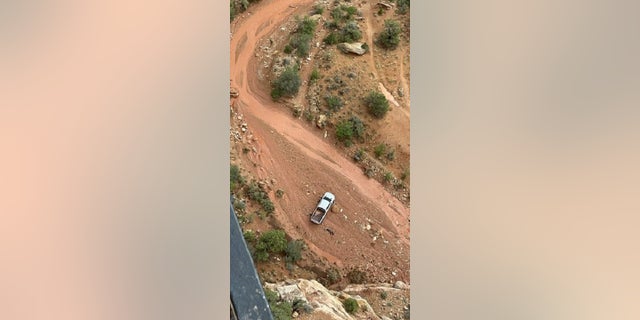 A truck in Utah's Capitol Reef National Park was swept away in flash flooding, Thursday, June 23, 2022.