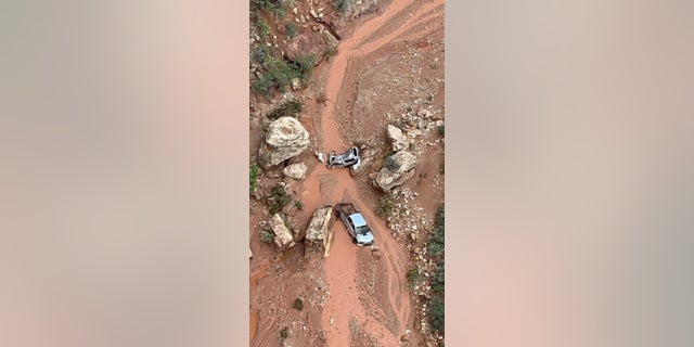 Vehicles in Utah's Capitol Reef National Park were swept away in flash flooding, Thursday, June 23, 2022.