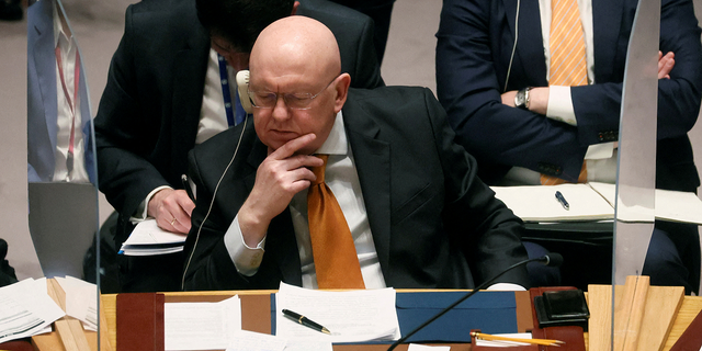 Russian Ambassador Vassily Nebenzia attends a U.N. Security Council meeting in New York City on May 19.