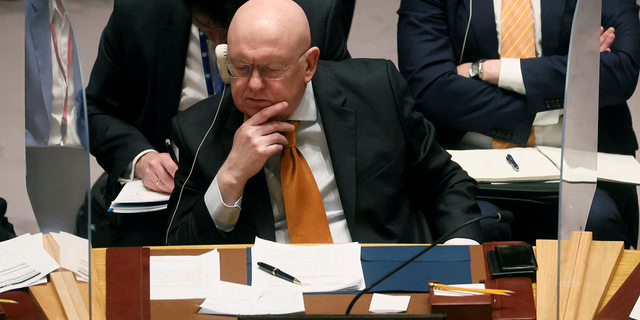 Russian Ambassador Vassily Nebenzia attends a U.N. Security Council meeting in New York City on May 19.
