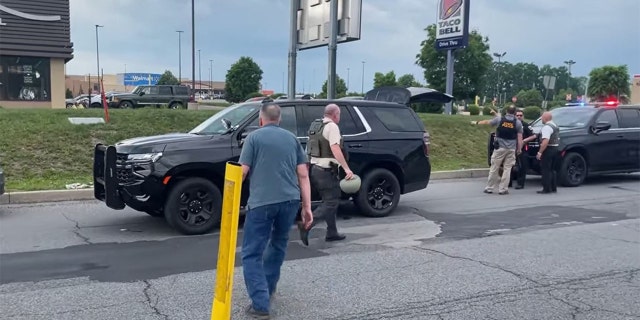 Police responding to a shooting near a Walmart Supercenter in Pittston, Pennsylvania.